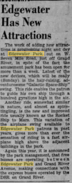 Edgewater Park - APRIL 26 1941 ARTICLE